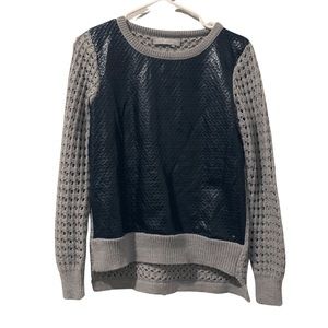 One Grey Day size XS wool sweater with vegan leather front